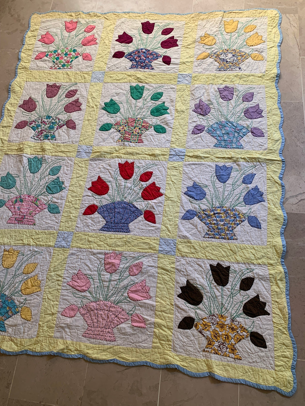 Vintage Handmade Tulip Basket