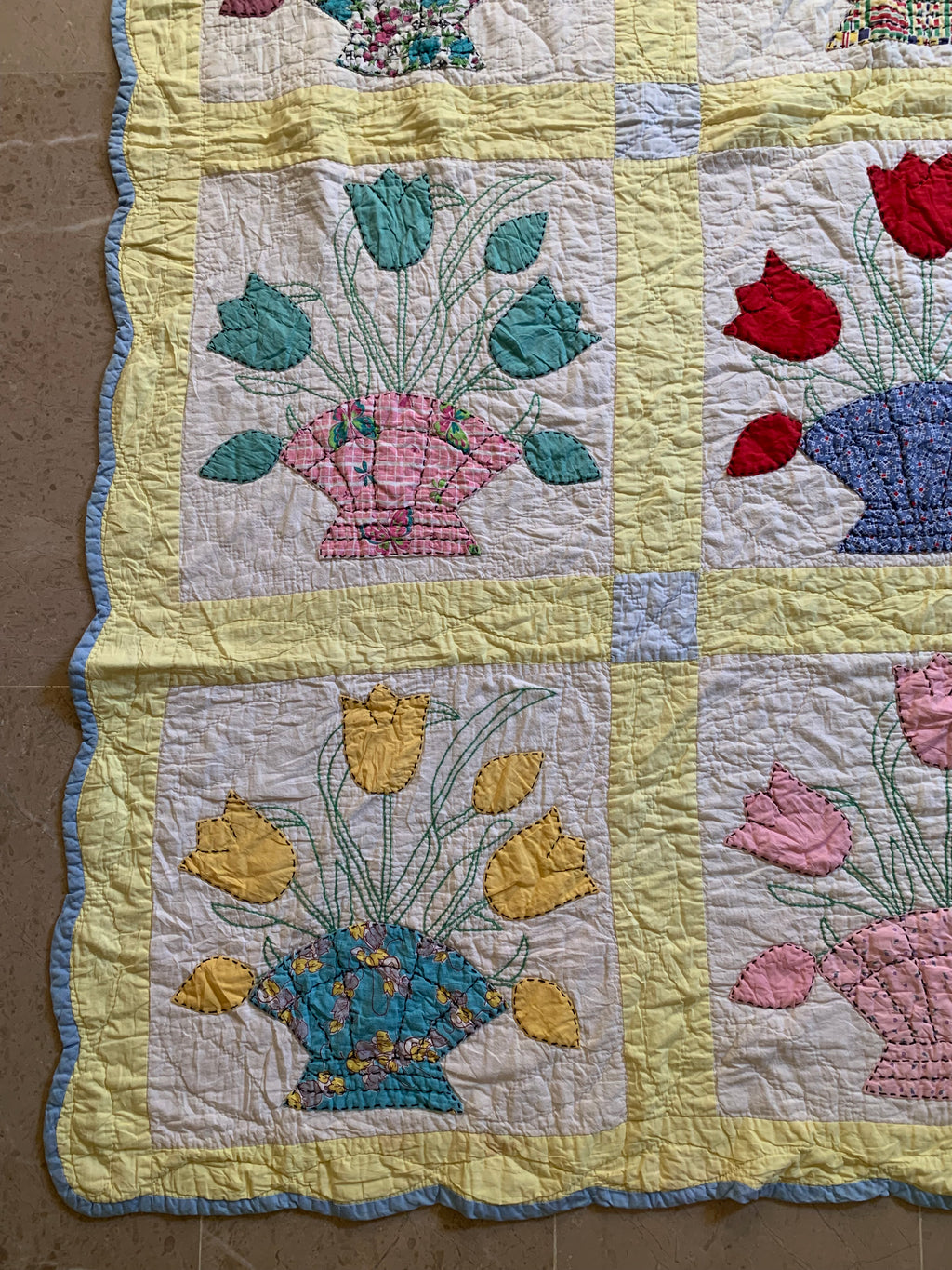 Vintage Handmade Tulip Basket