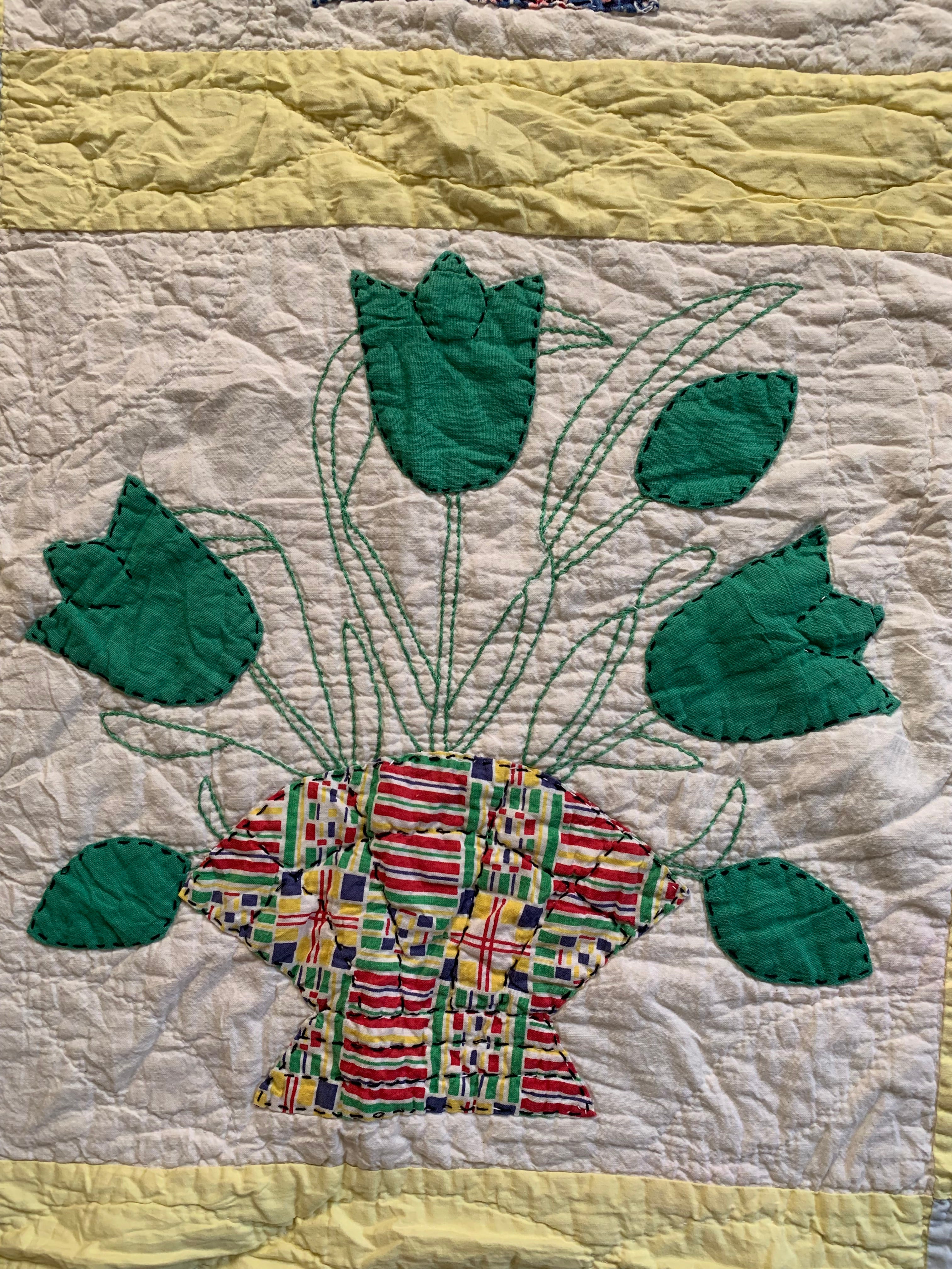 Vintage Handmade Tulip Basket