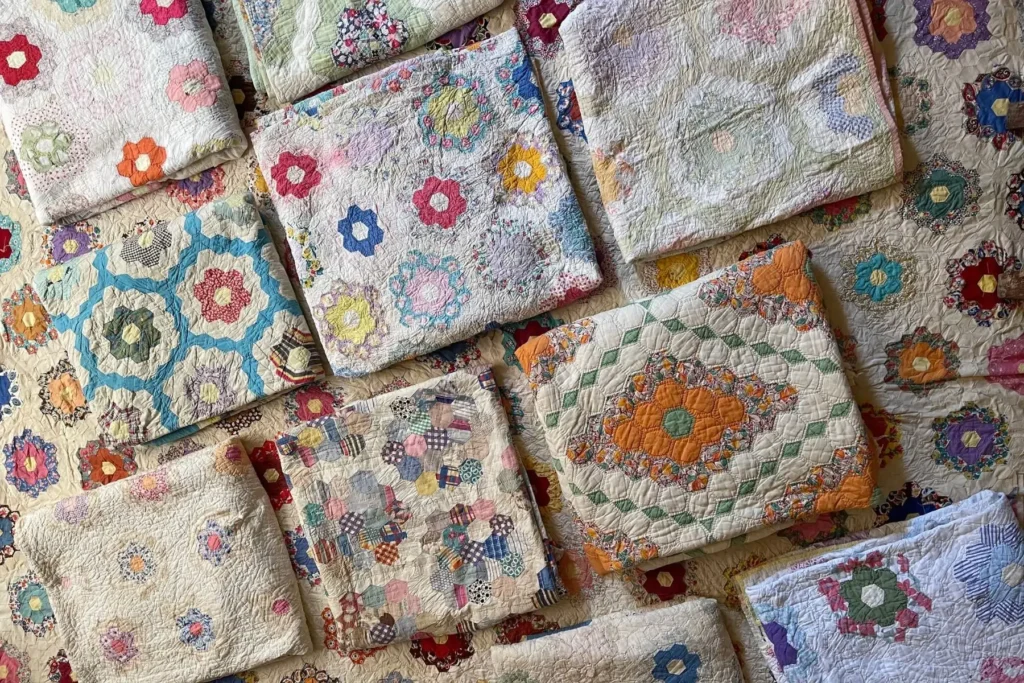 a gorgeous image of antique grandmothers flower garden lying on the floor