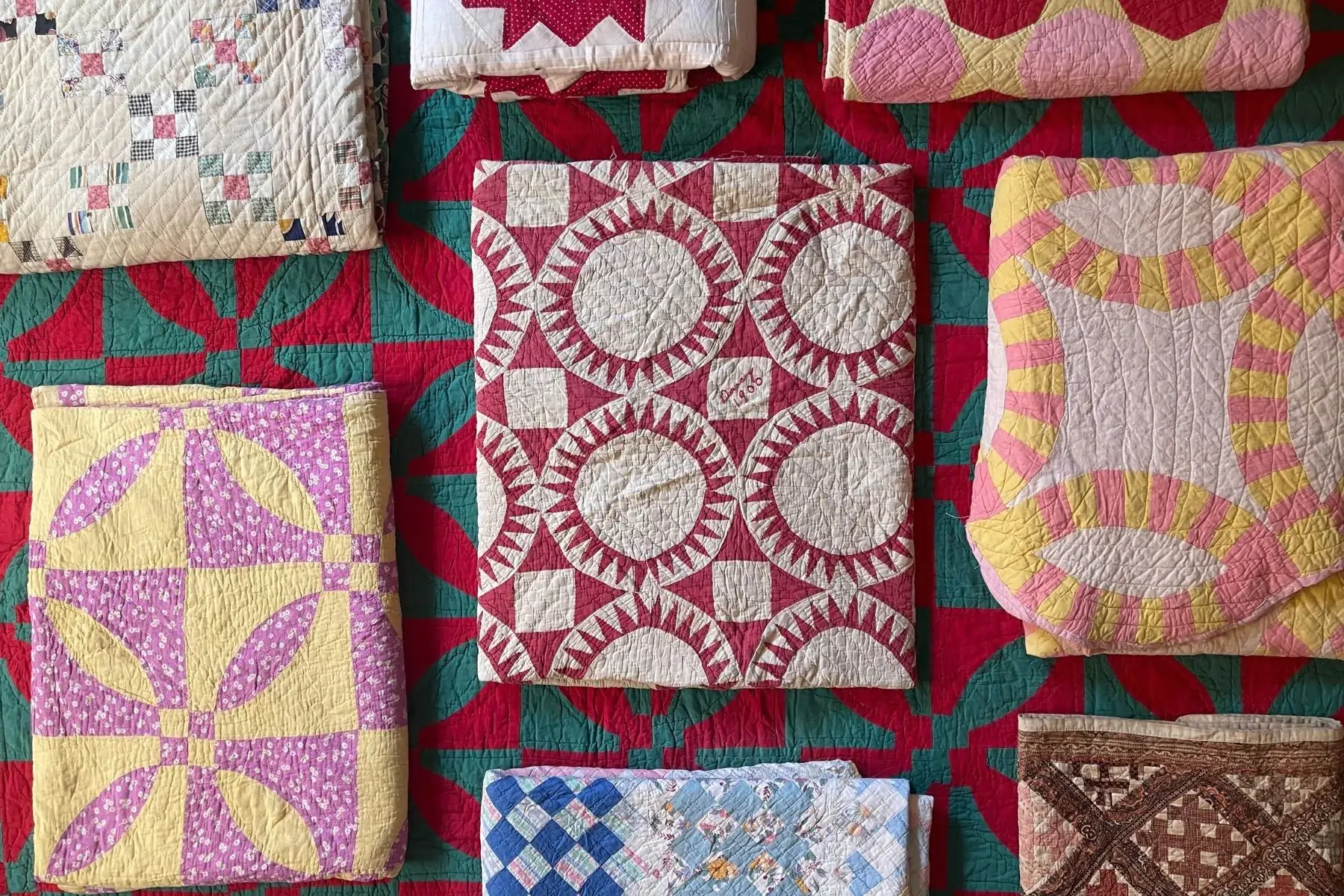 a random set of antique quilts from 1900s